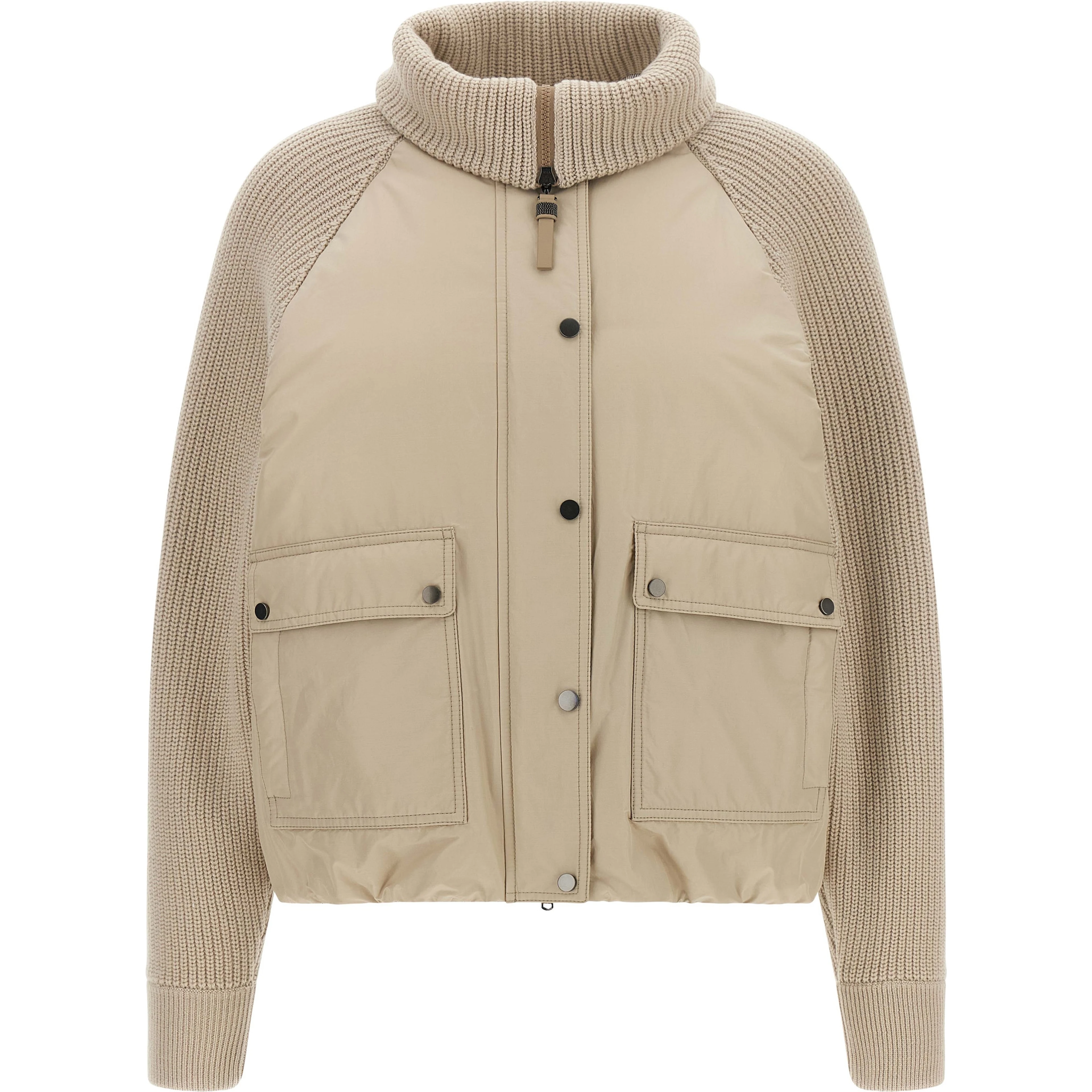 Beige Cotton Full-Length Jacket