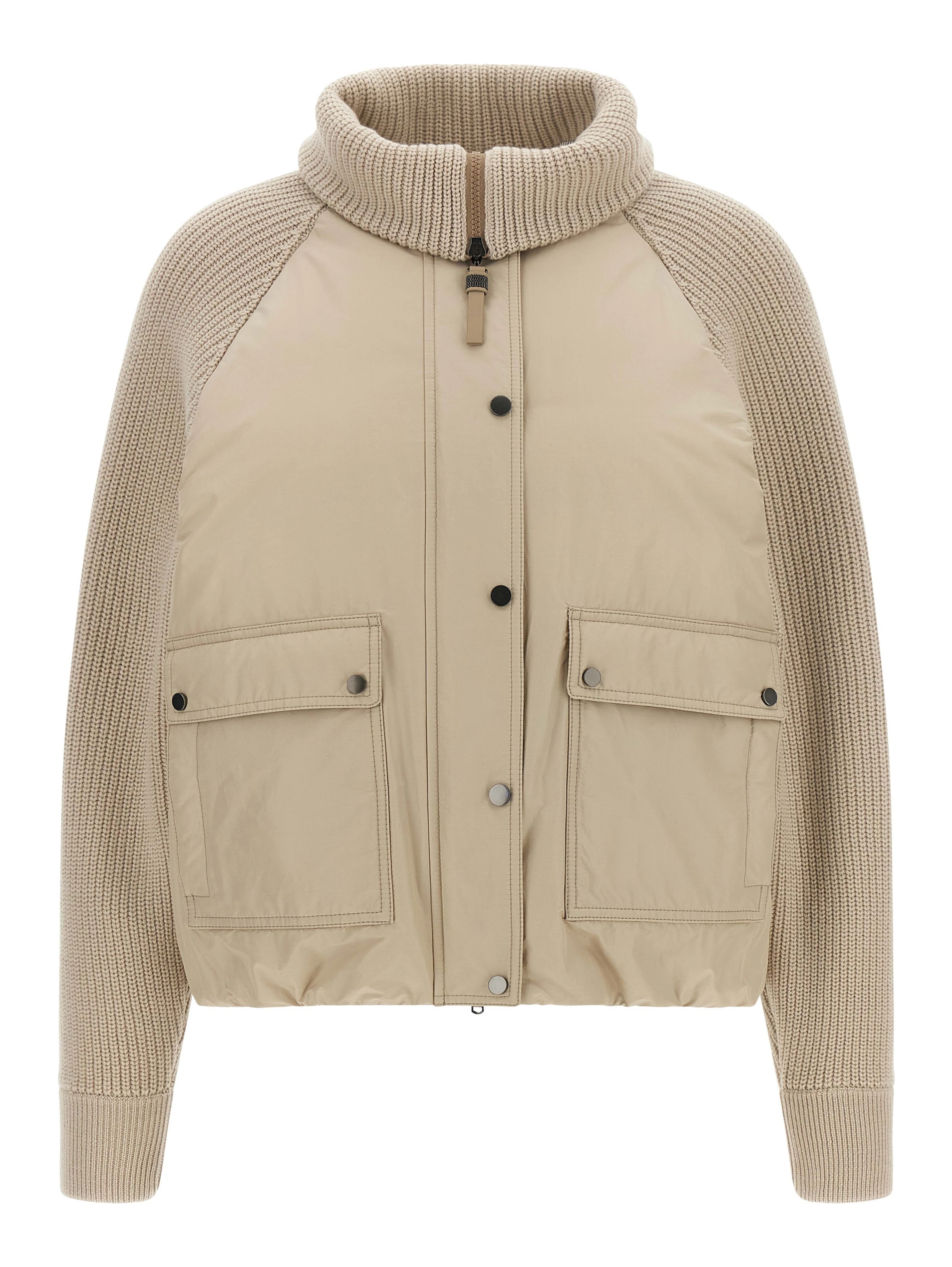 Beige Cotton Full-Length Jacket