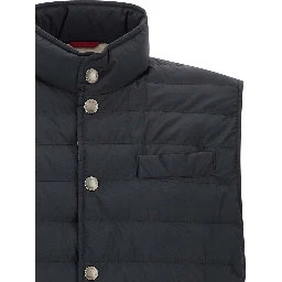 Blue Polyester Sleeveless Jacket