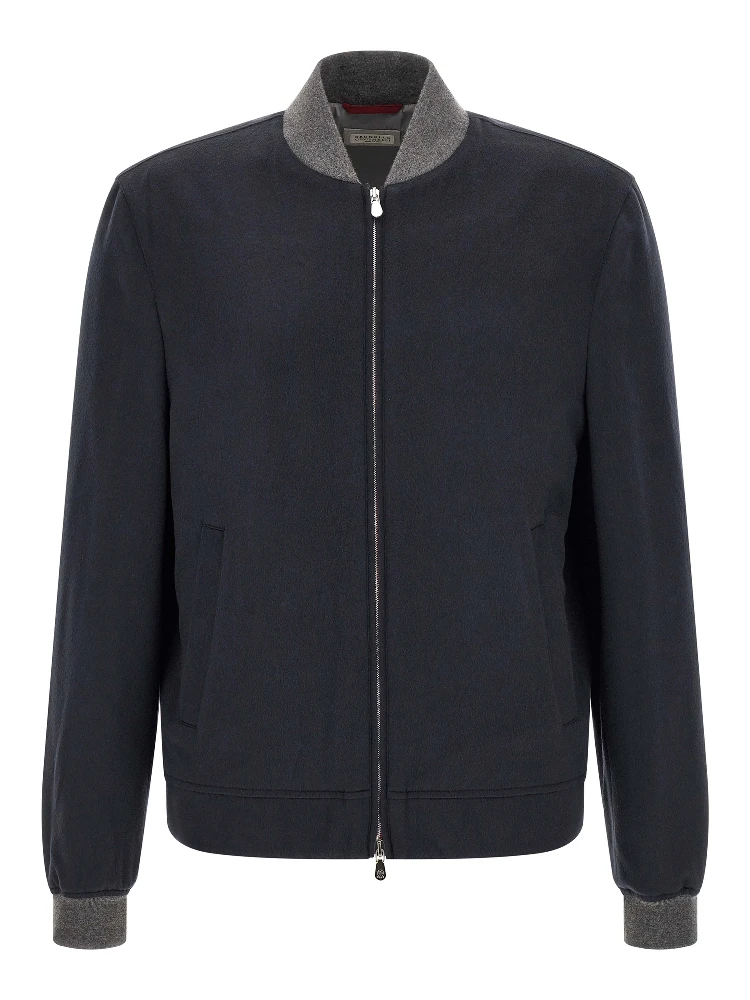 Blue Cashmere Bomber