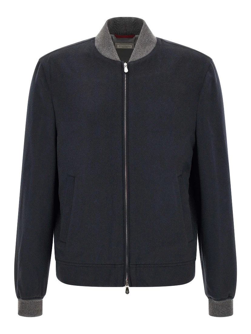 Blue Cashmere Bomber