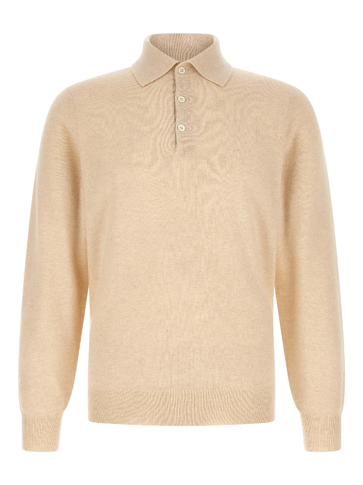 Beige Cashmere Polo Shirt