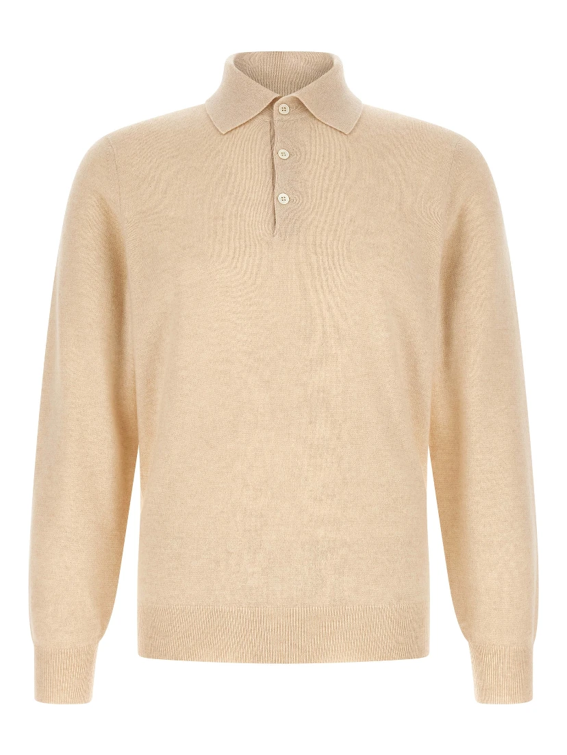 Beige Cashmere Polo Shirt