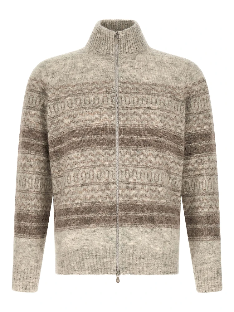 Beige Alpaca Leather Cardigan