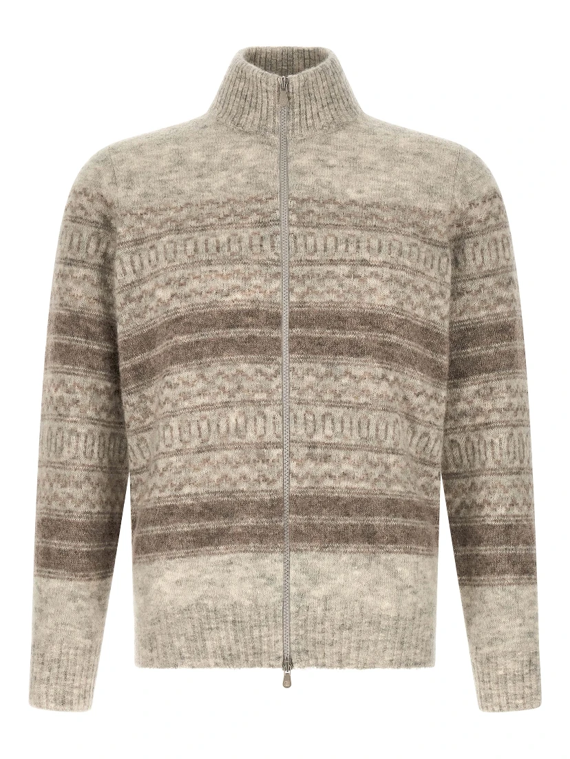 Beige Alpaca Leather Cardigan