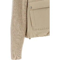 Beige Cotton Full-Length Jacket