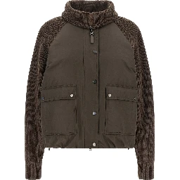 Brown Cotton Full-Length Jacket