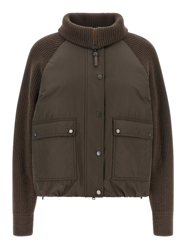 Brown Cotton Full-Length Jacket