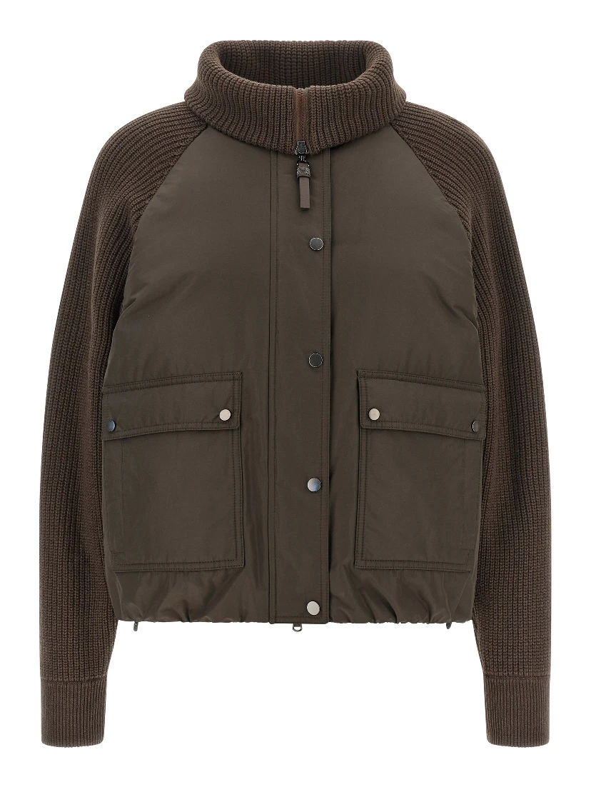Brown Cotton Full-Length Jacket