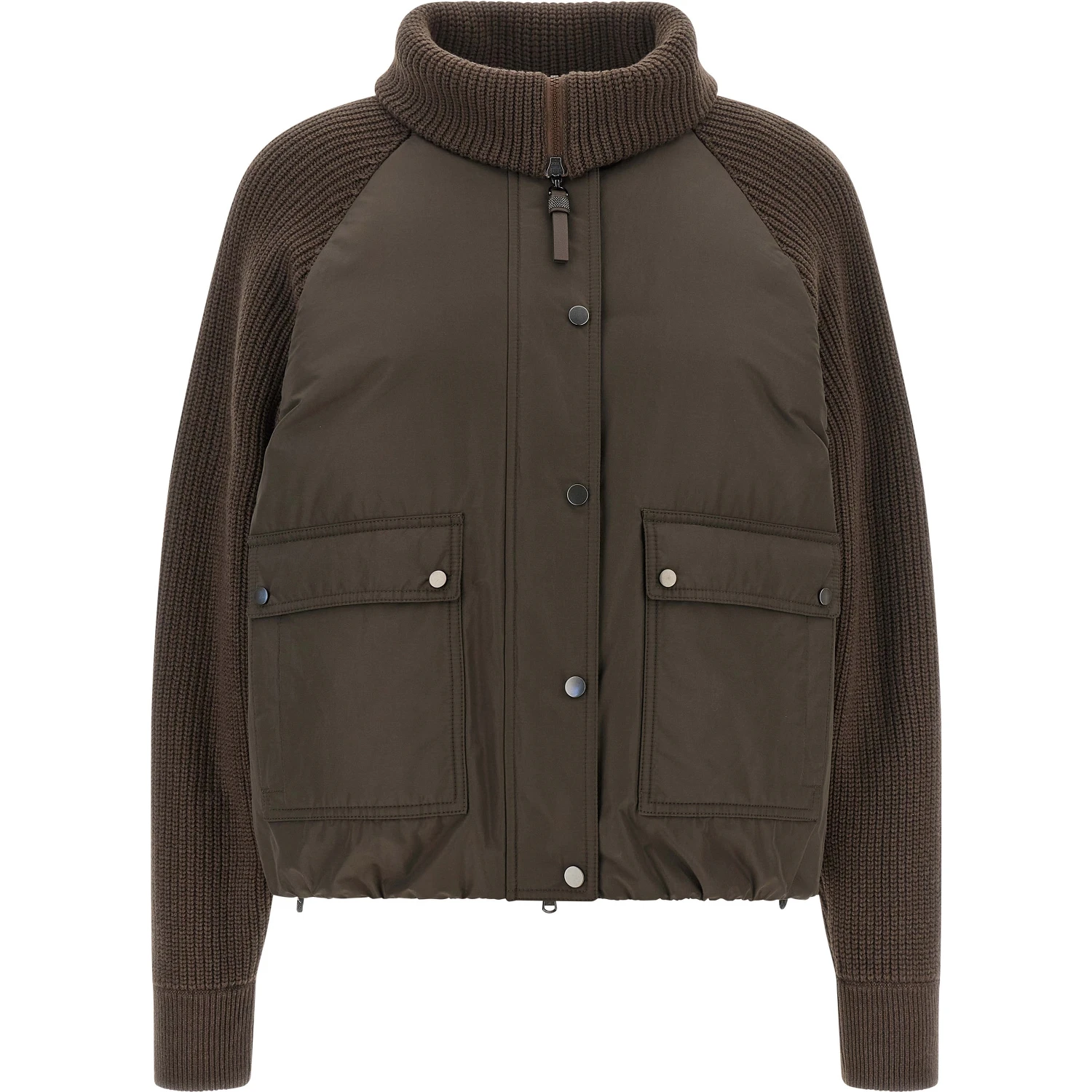 Brown Cotton Full-Length Jacket