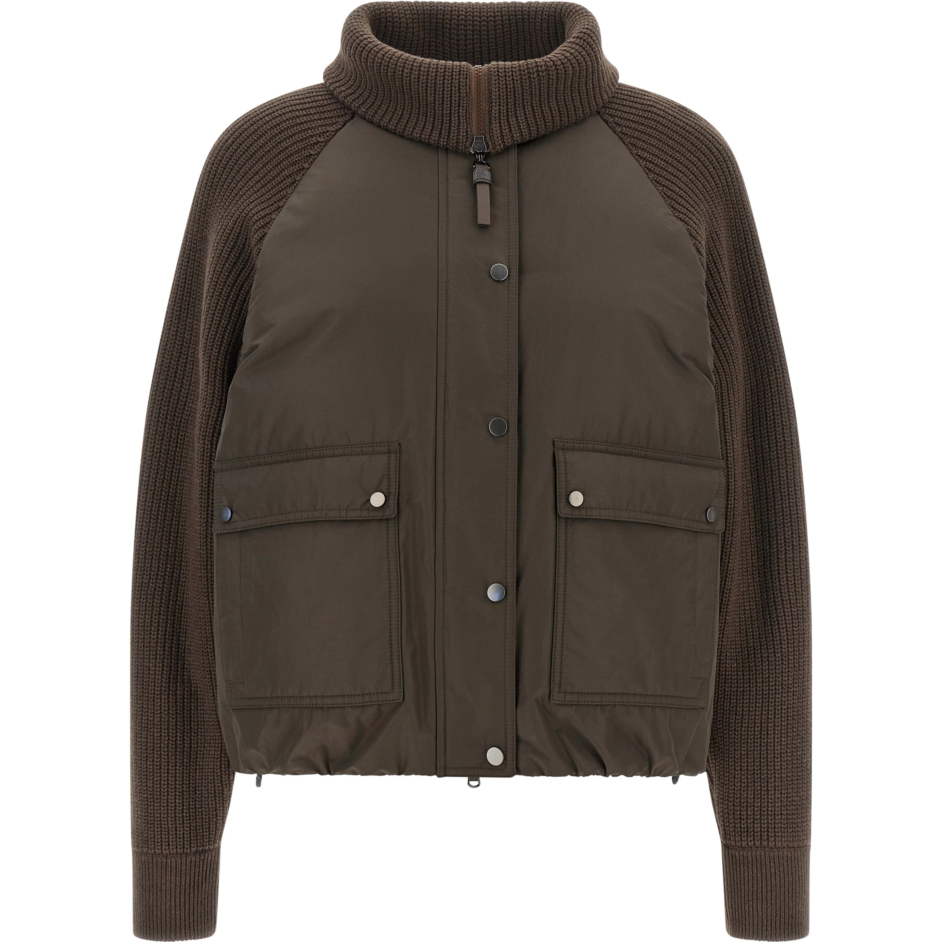 Brown Cotton Full-Length Jacket