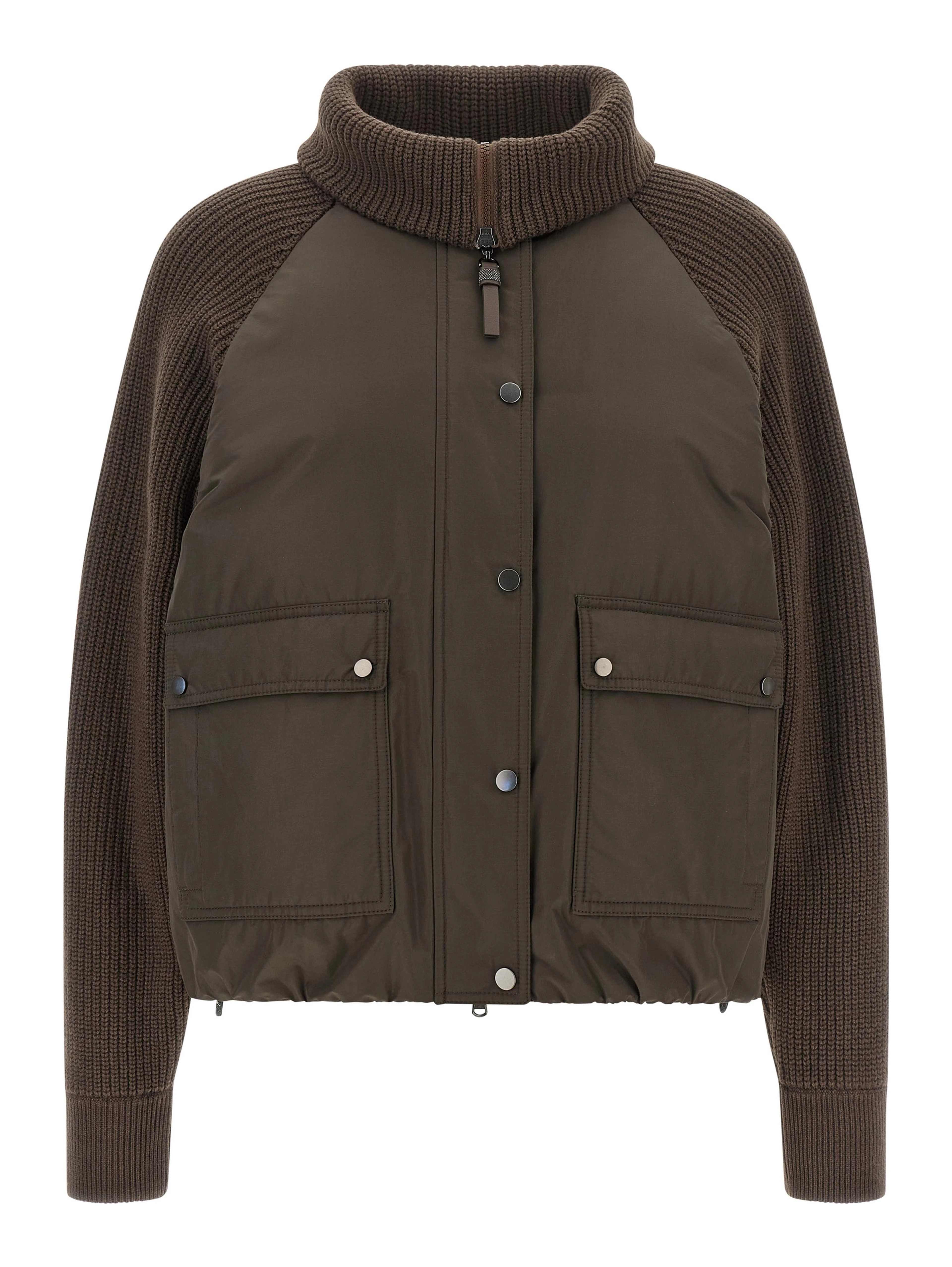Brown Cotton Full-Length Jacket