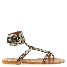 Gray Goatskin Flat Sandals