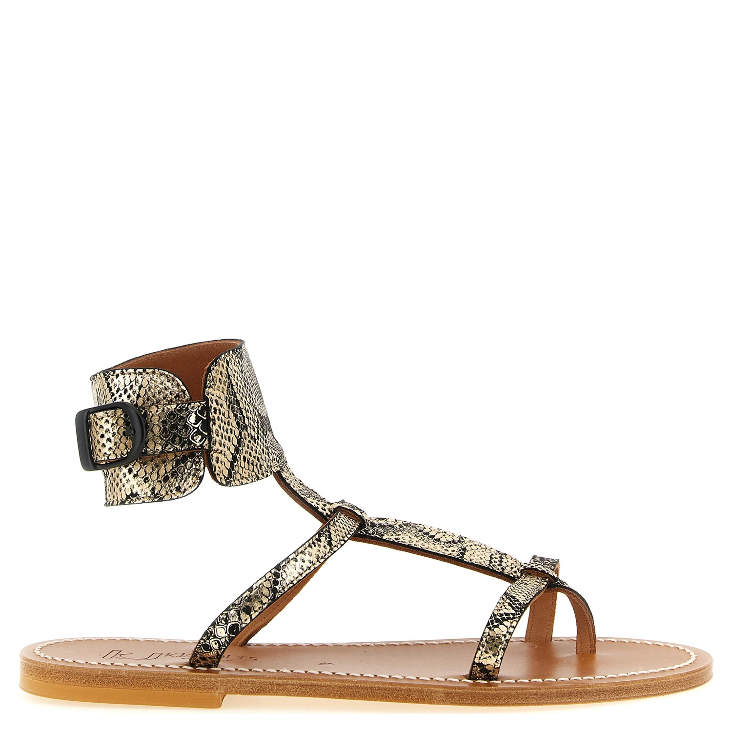Gray Goatskin Flat Sandals