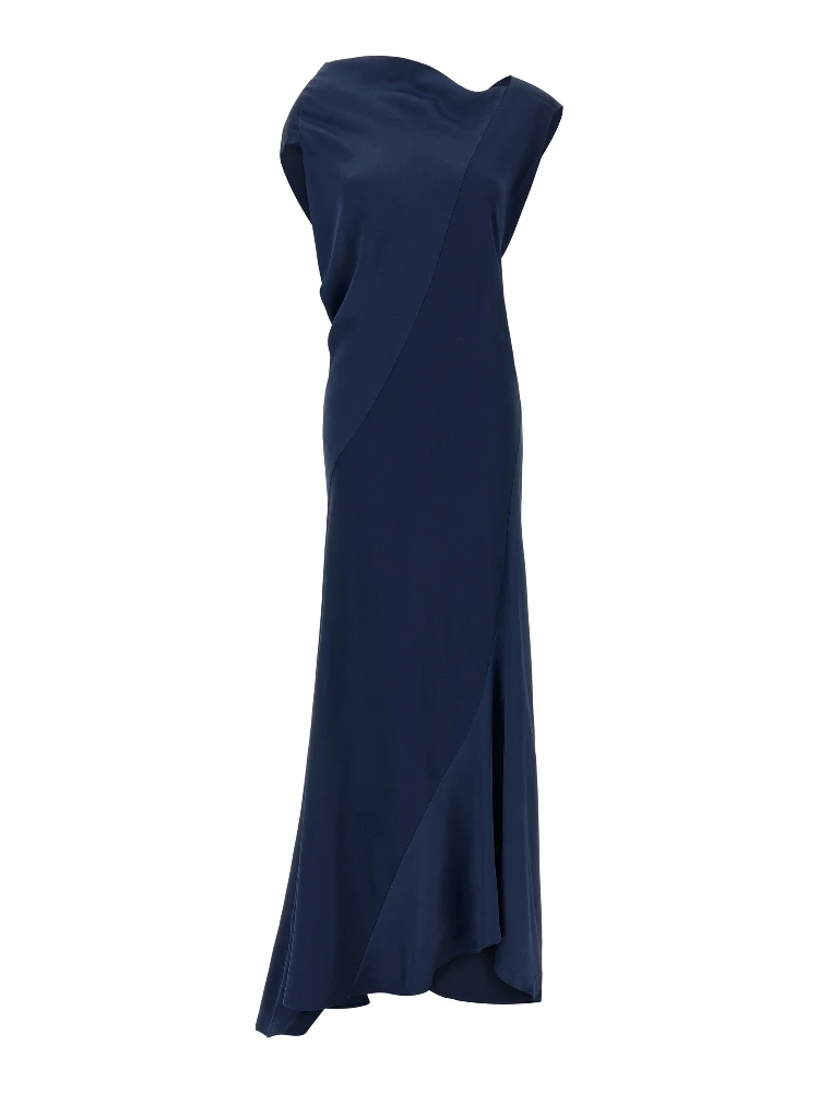 Blue Viscose Long Dress