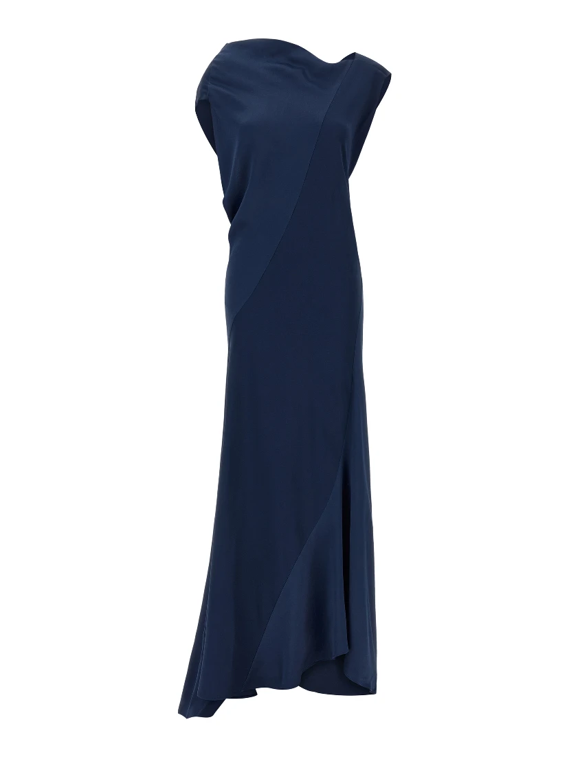 Blue Viscose Long Dress