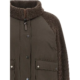 Brown Cotton Full-Length Jacket