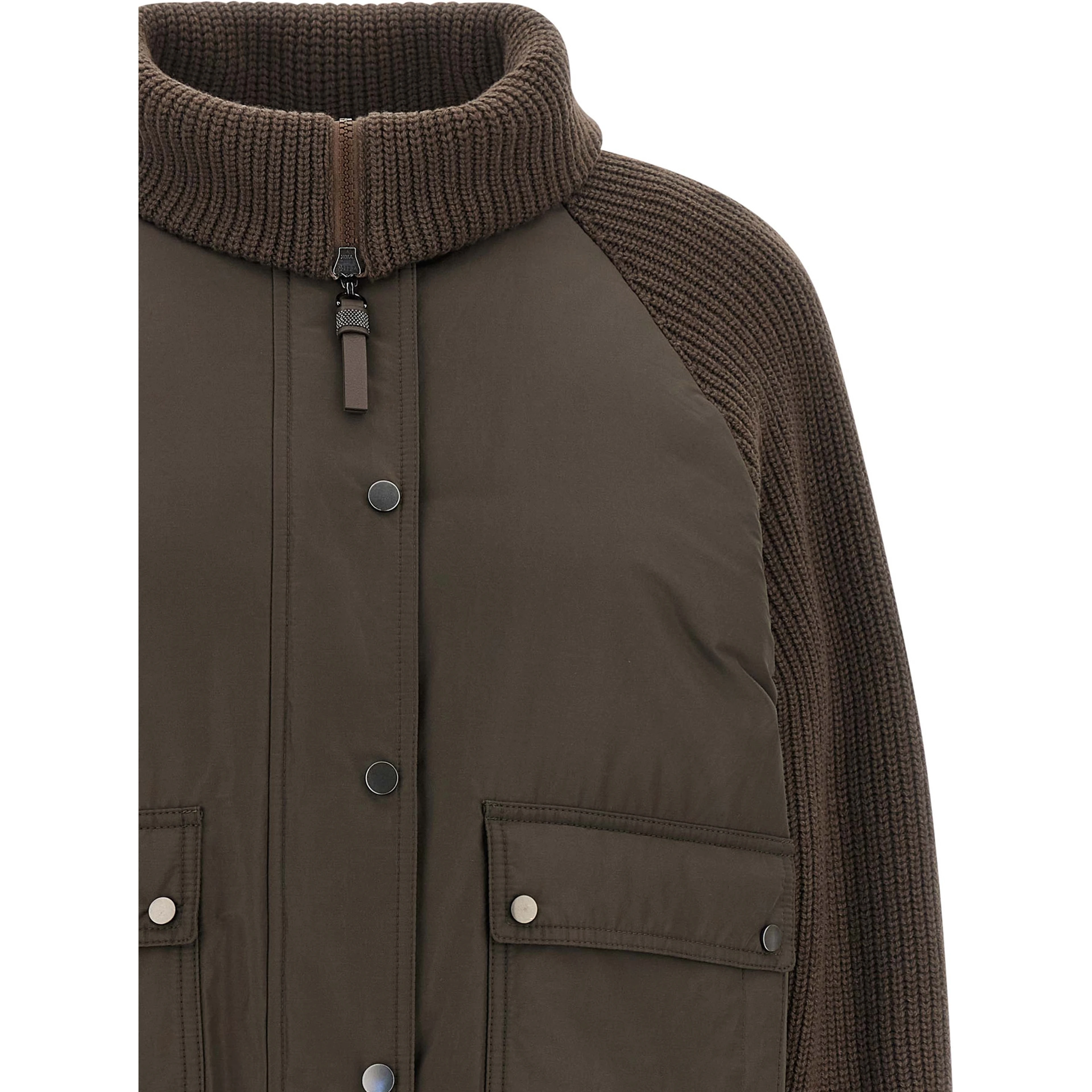Brown Cotton Full-Length Jacket