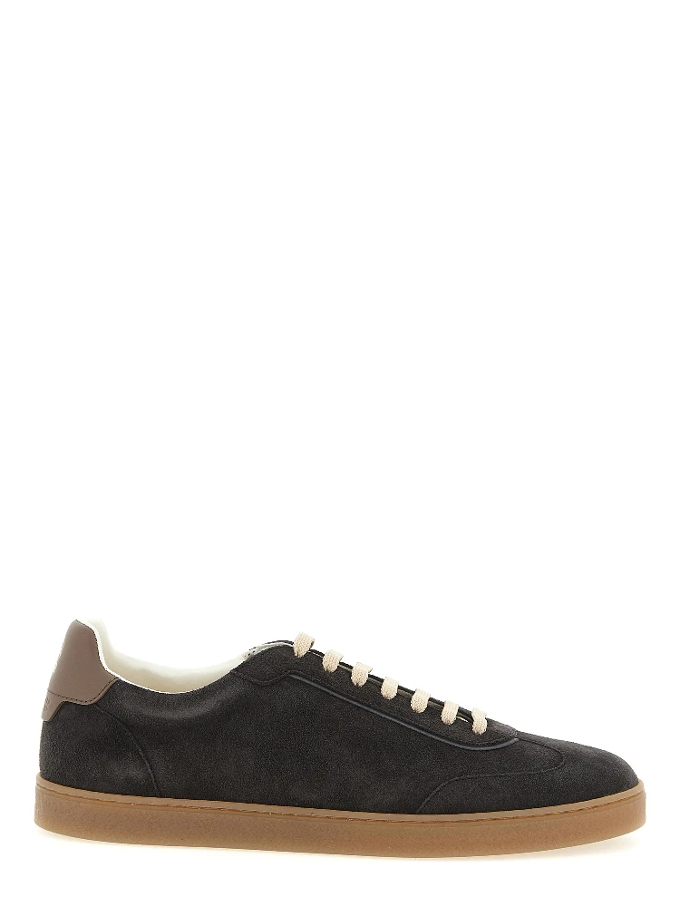 Gray Calfskin Low Top Sneakers