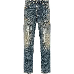 Blue Cotton Tapered Jeans