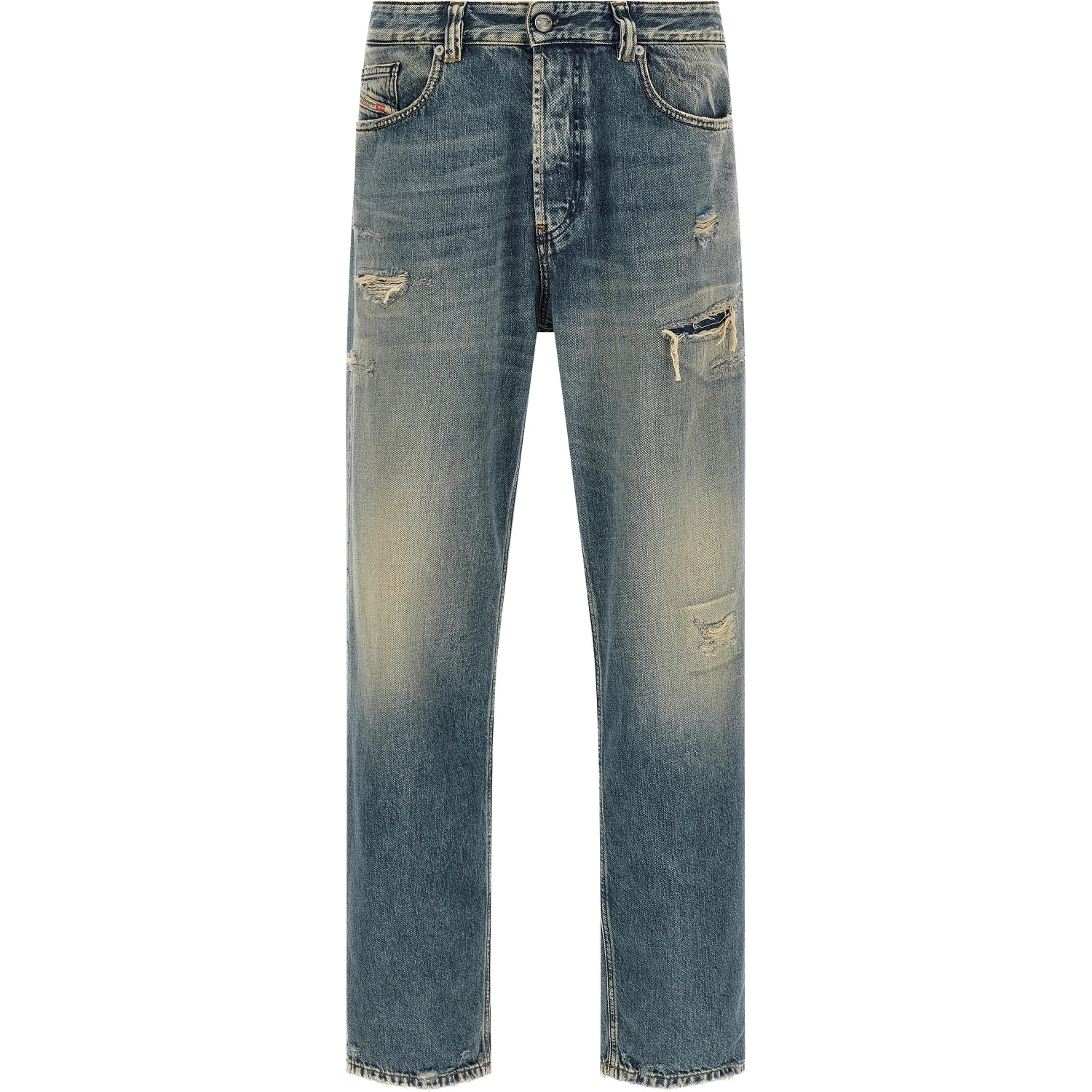 Blue Cotton Tapered Jeans