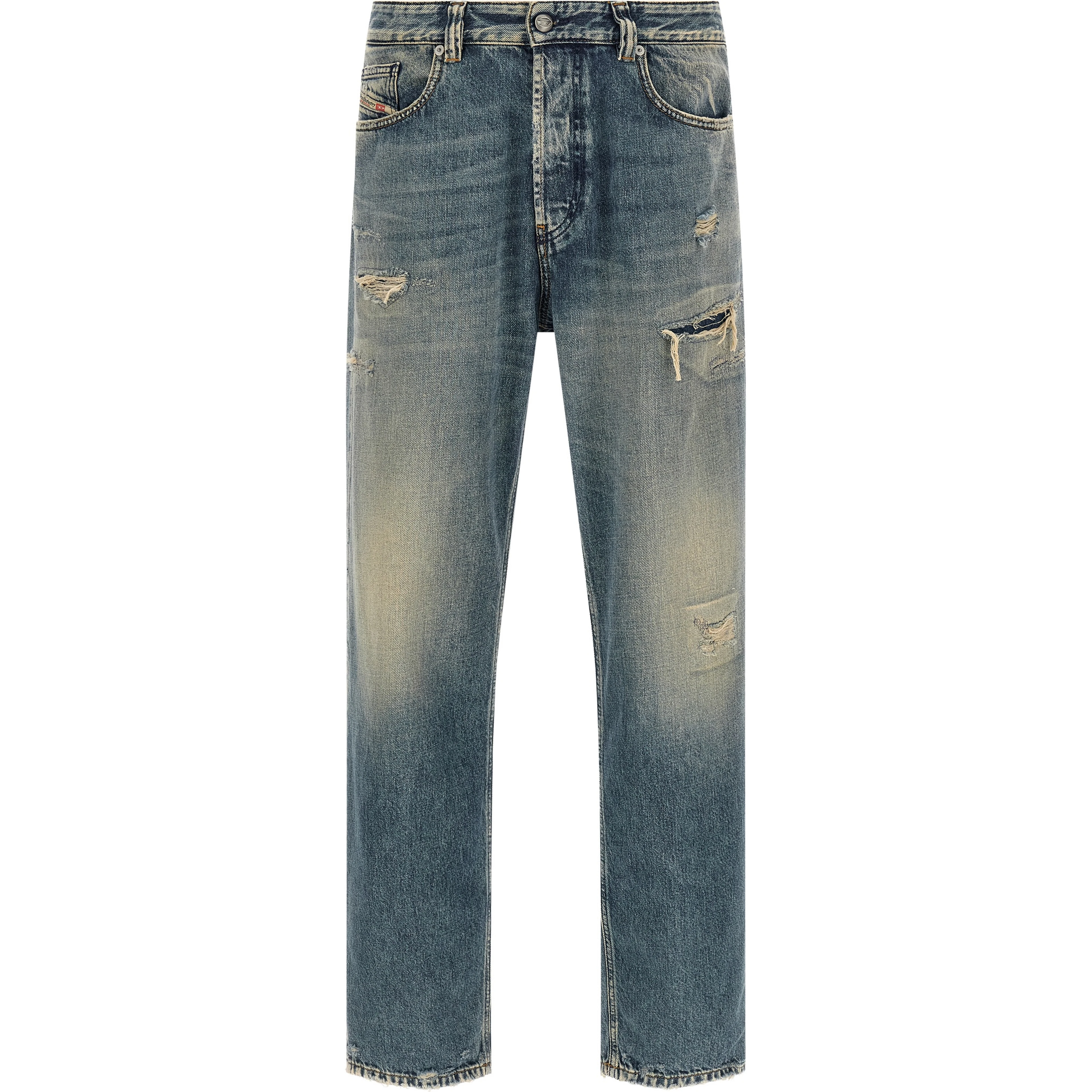 Blue Cotton Tapered Jeans