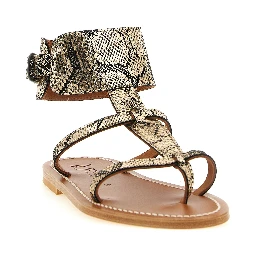 Gray Goatskin Flat Sandals