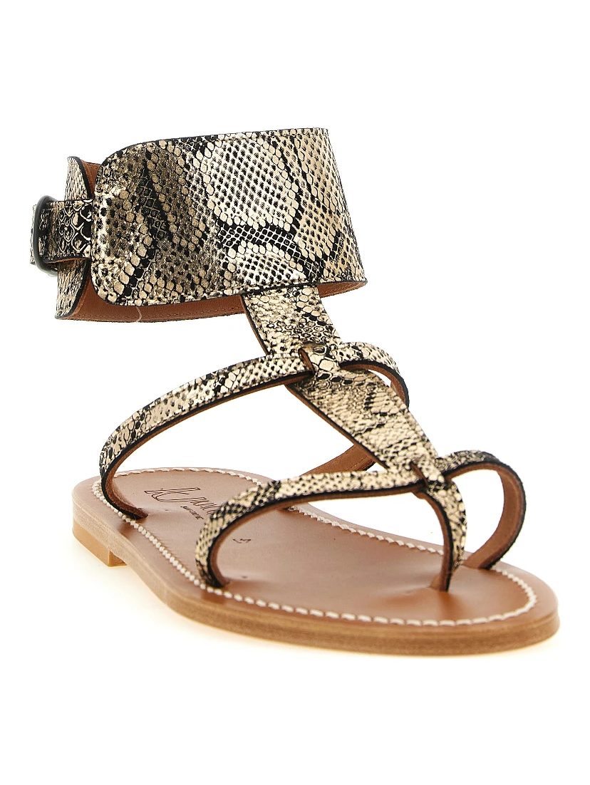 Gray Goatskin Flat Sandals