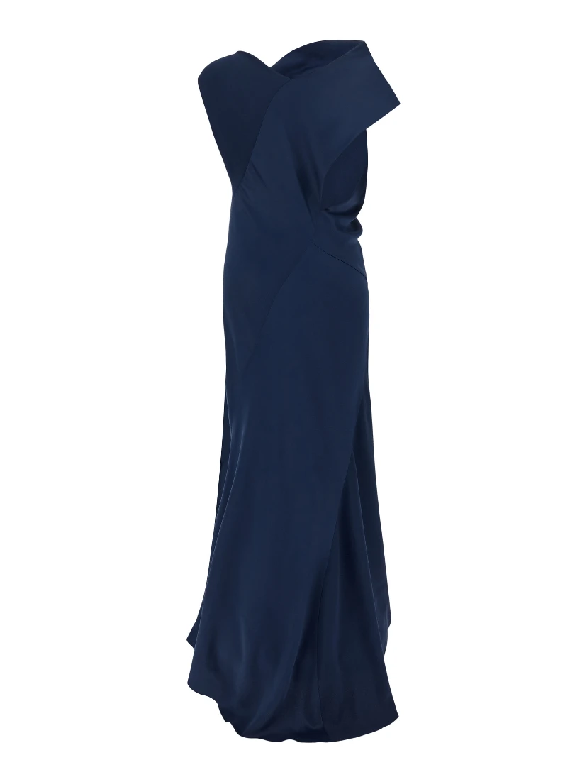Blue Viscose Long Dress
