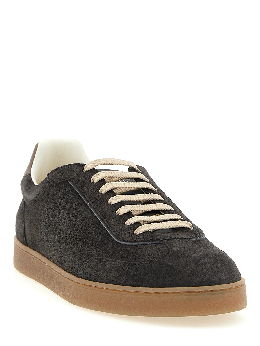 Gray Calfskin Low Top Sneakers