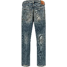 Blue Cotton Tapered Jeans