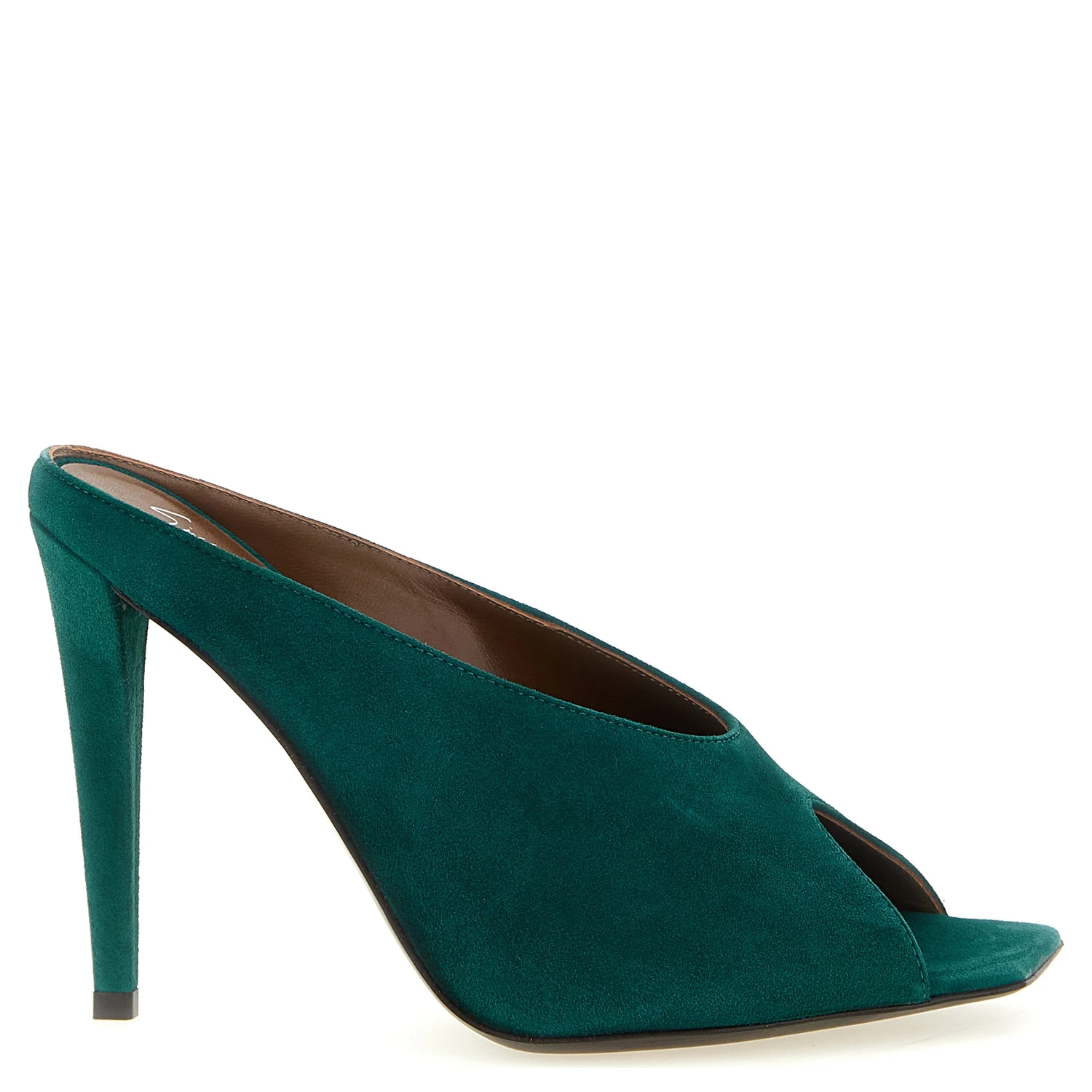 Bicolor Suede Leather Stiletto Heel Sandals