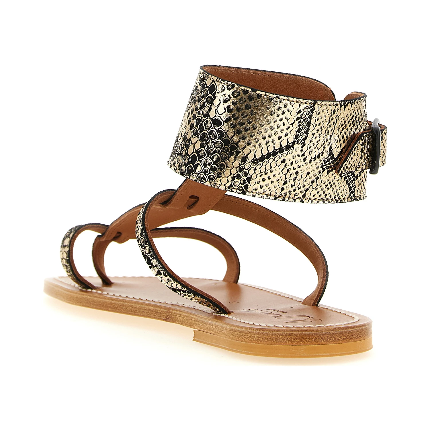 Gray Goatskin Flat Sandals