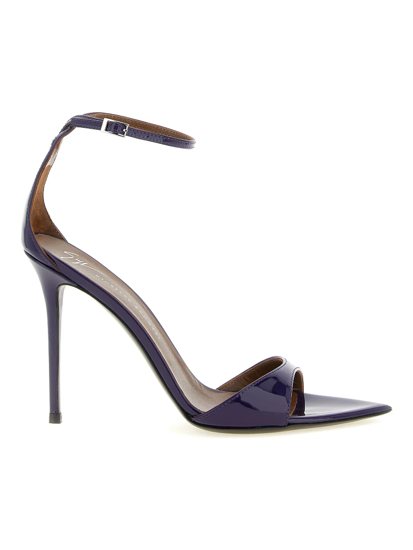 Purple Calfskin Stiletto Heel Sandals