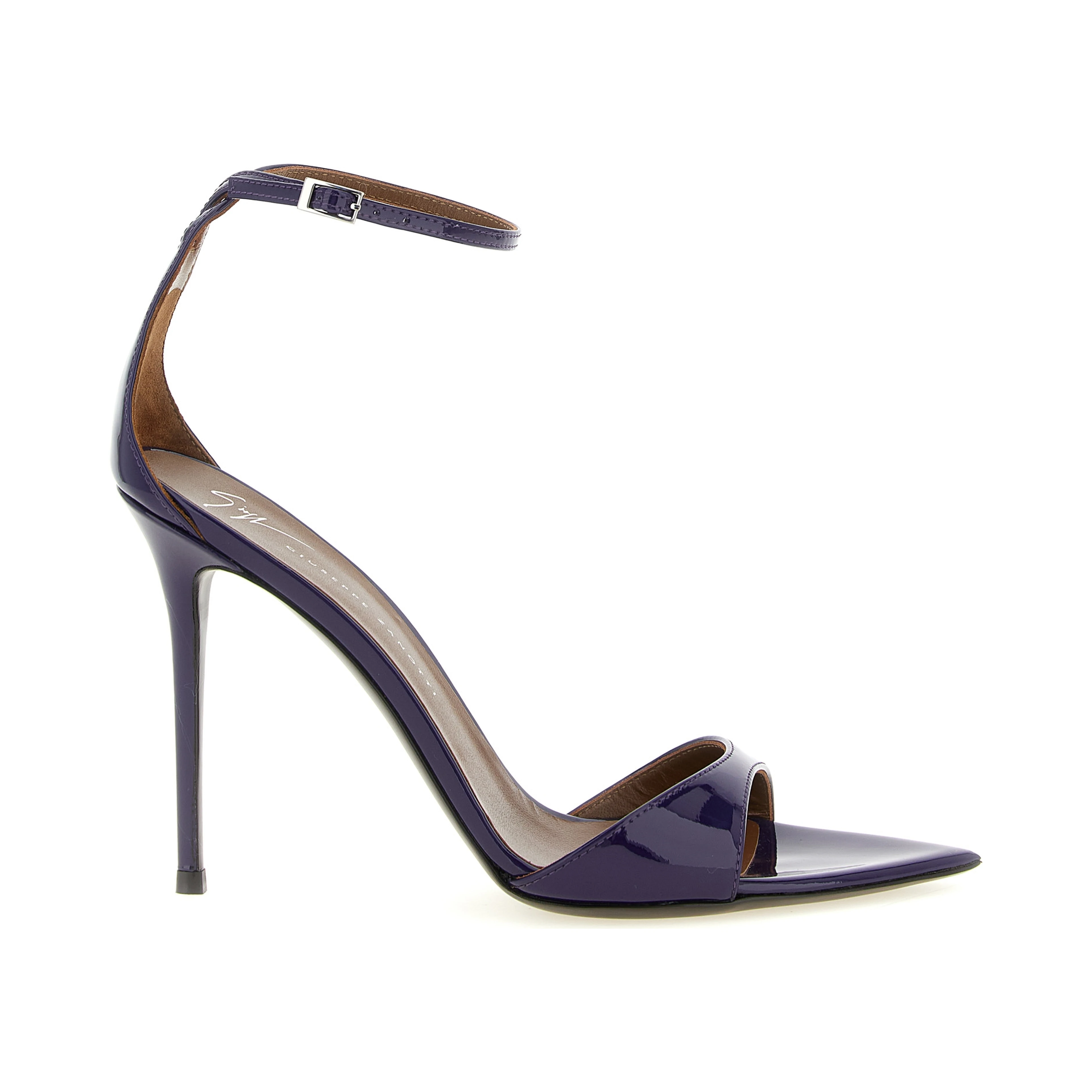 Purple Calfskin Stiletto Heel Sandals