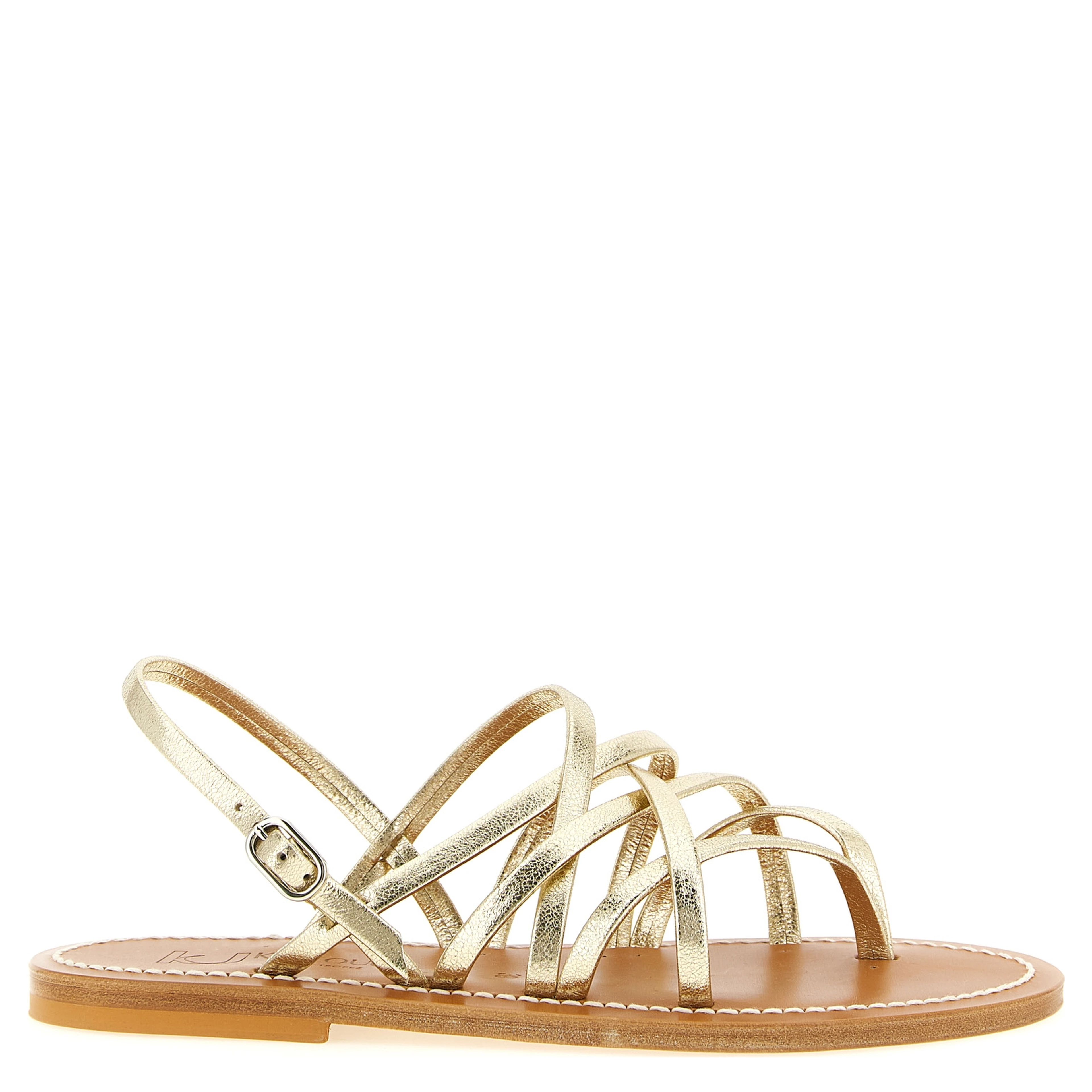 Gold Calfskin Flat Sandals