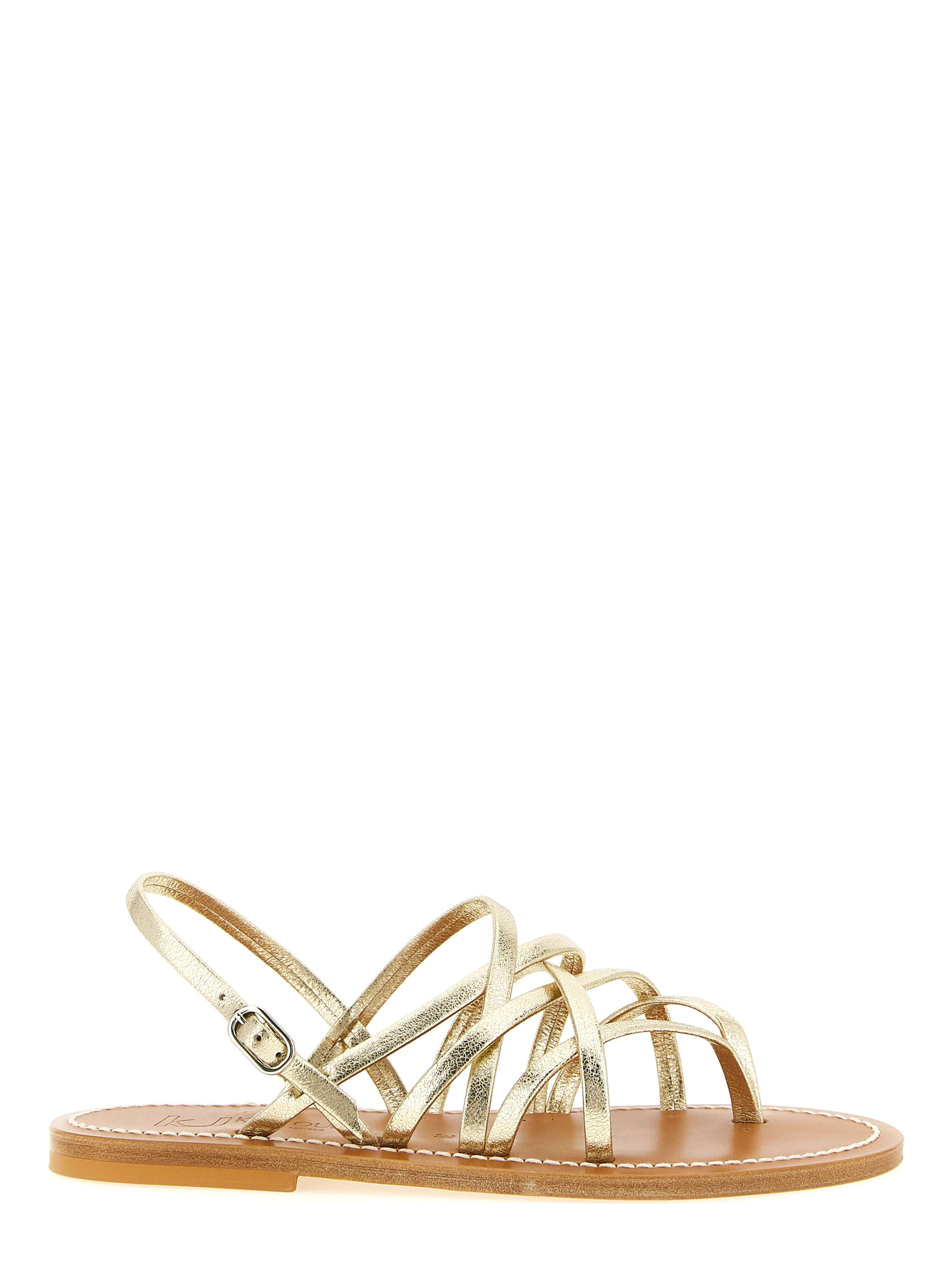 Gold Calfskin Flat Sandals