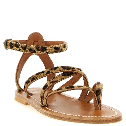 Brown Cowhide Flat Sandals