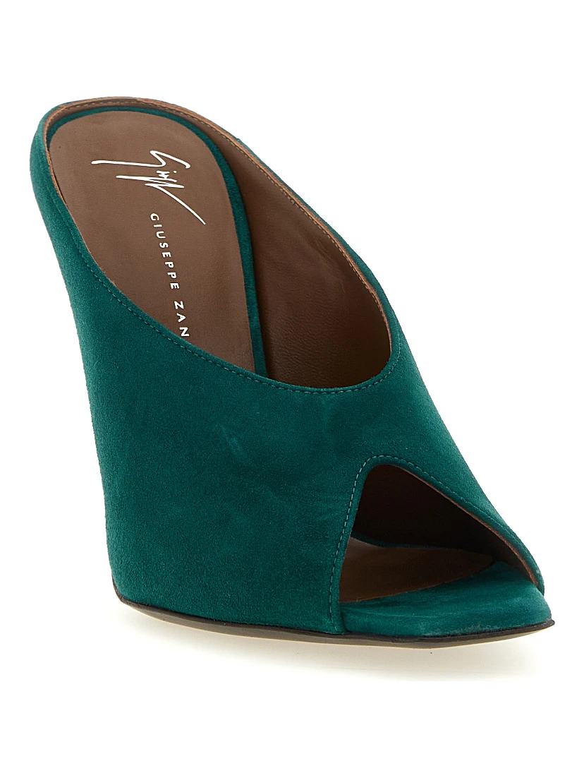 Bicolor Suede Leather Stiletto Heel Sandals