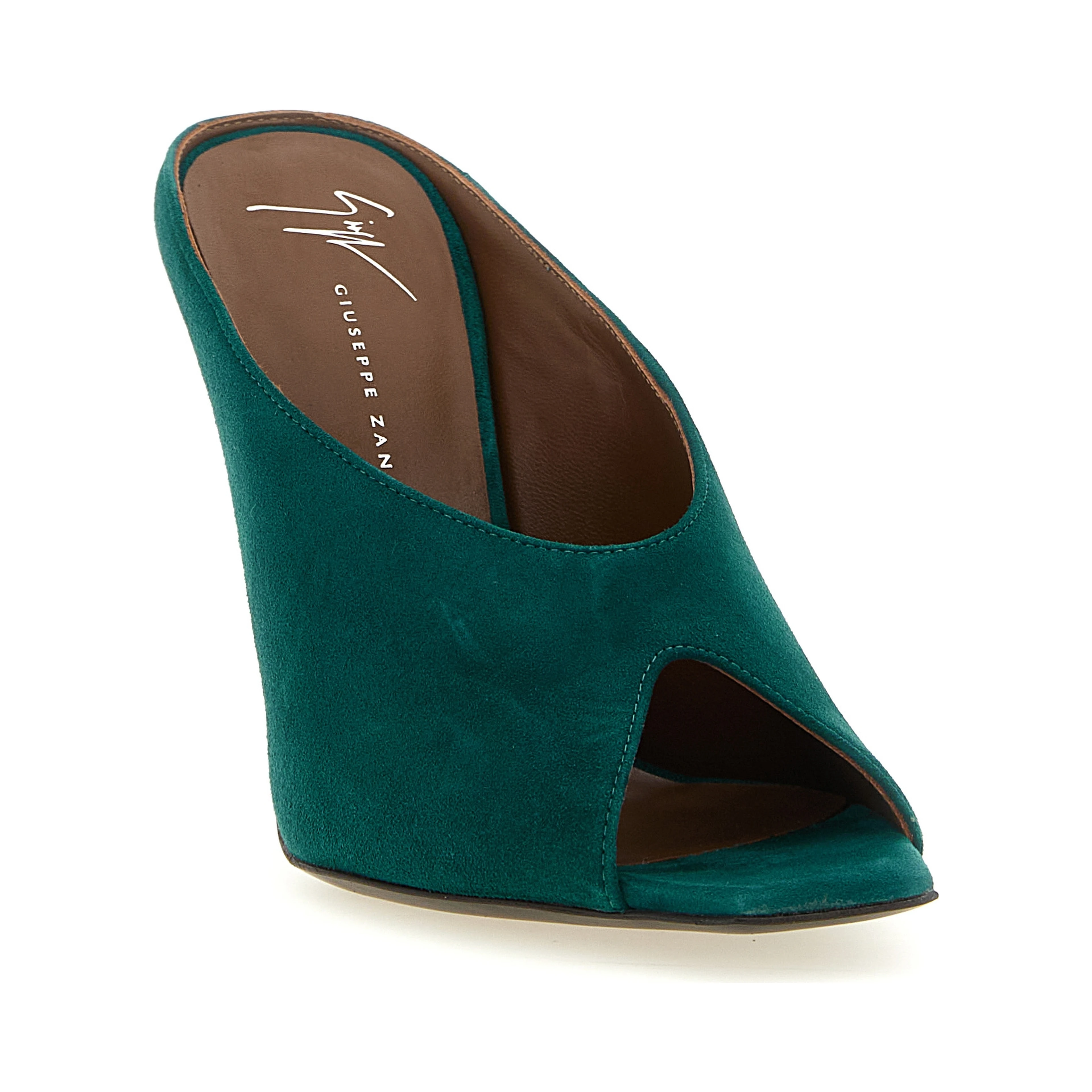 Bicolor Suede Leather Stiletto Heel Sandals