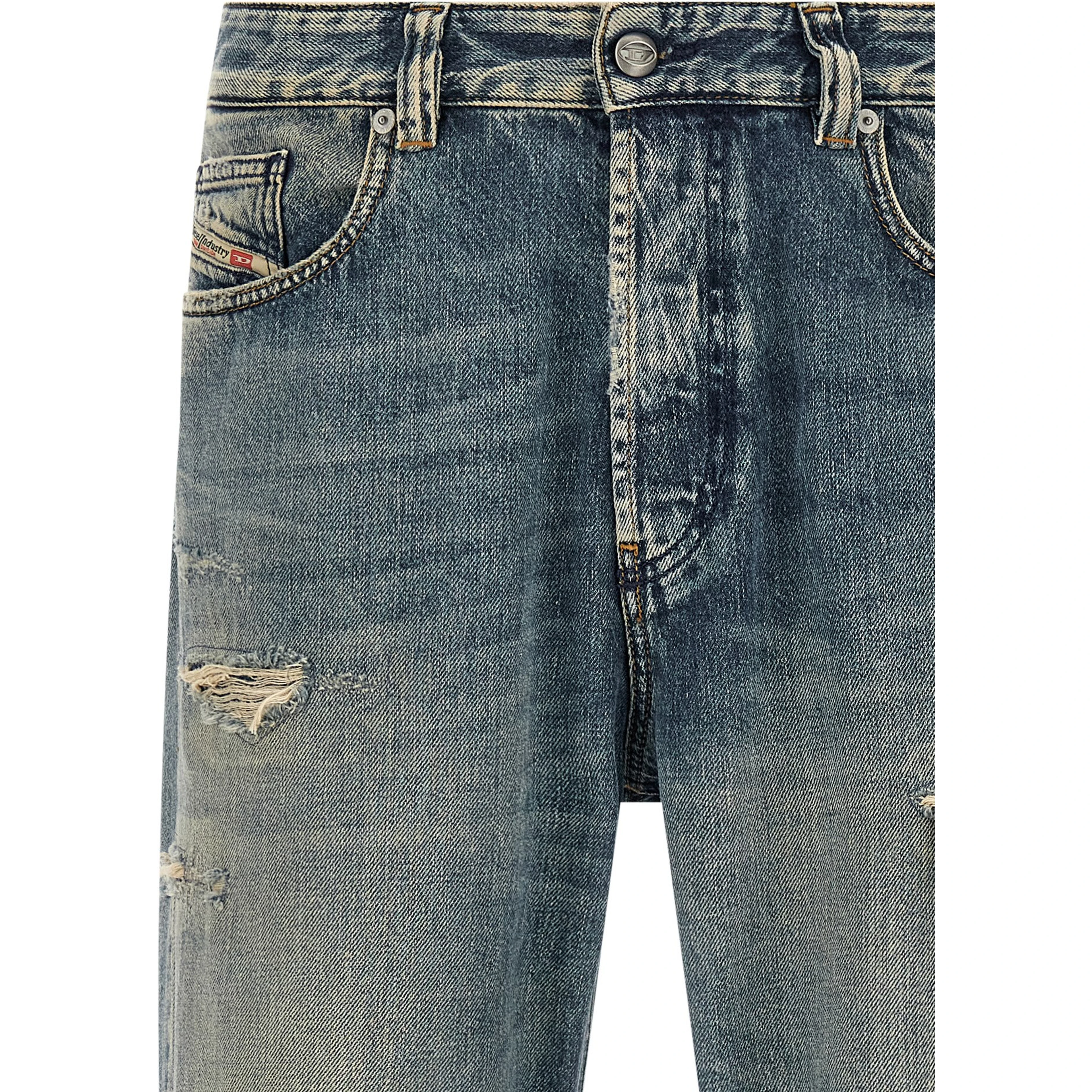 Blue Cotton Tapered Jeans