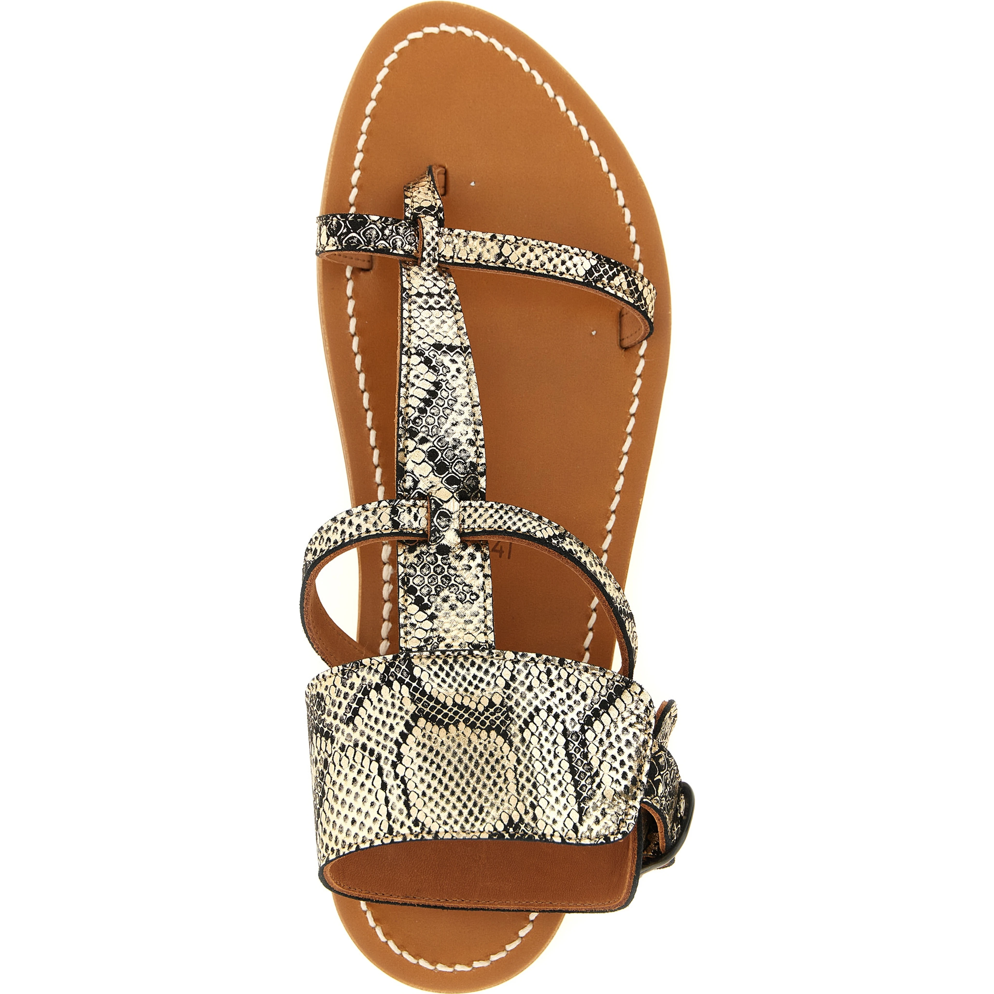 Gray Goatskin Flat Sandals