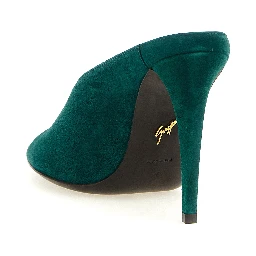 Bicolor Suede Leather Stiletto Heel Sandals