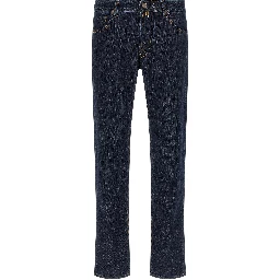 Blue Cotton Slim Fit Jeans