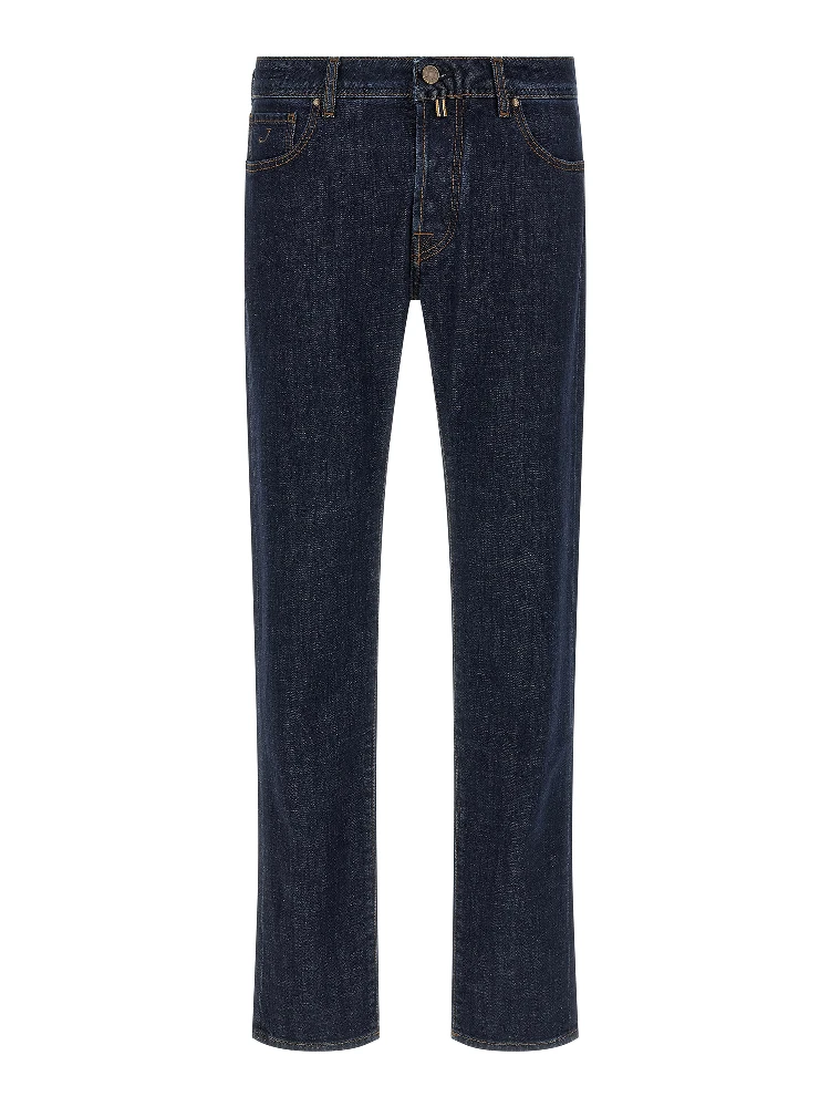 Blue Cotton Slim Fit Jeans