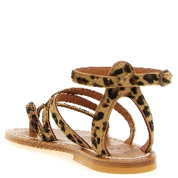 Brown Cowhide Flat Sandals