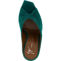Bicolor Suede Leather Stiletto Heel Sandals