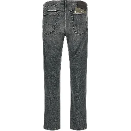 Gray Cotton Slim Fit Jeans