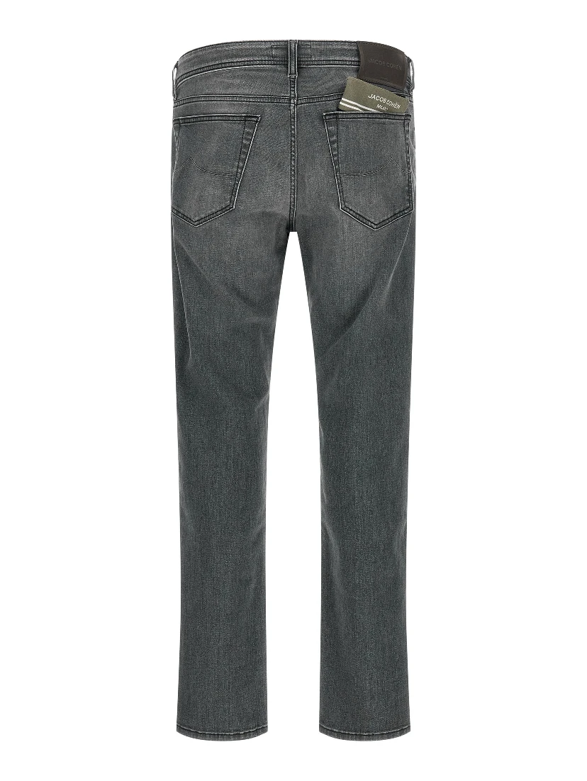 Gray Cotton Slim Fit Jeans
