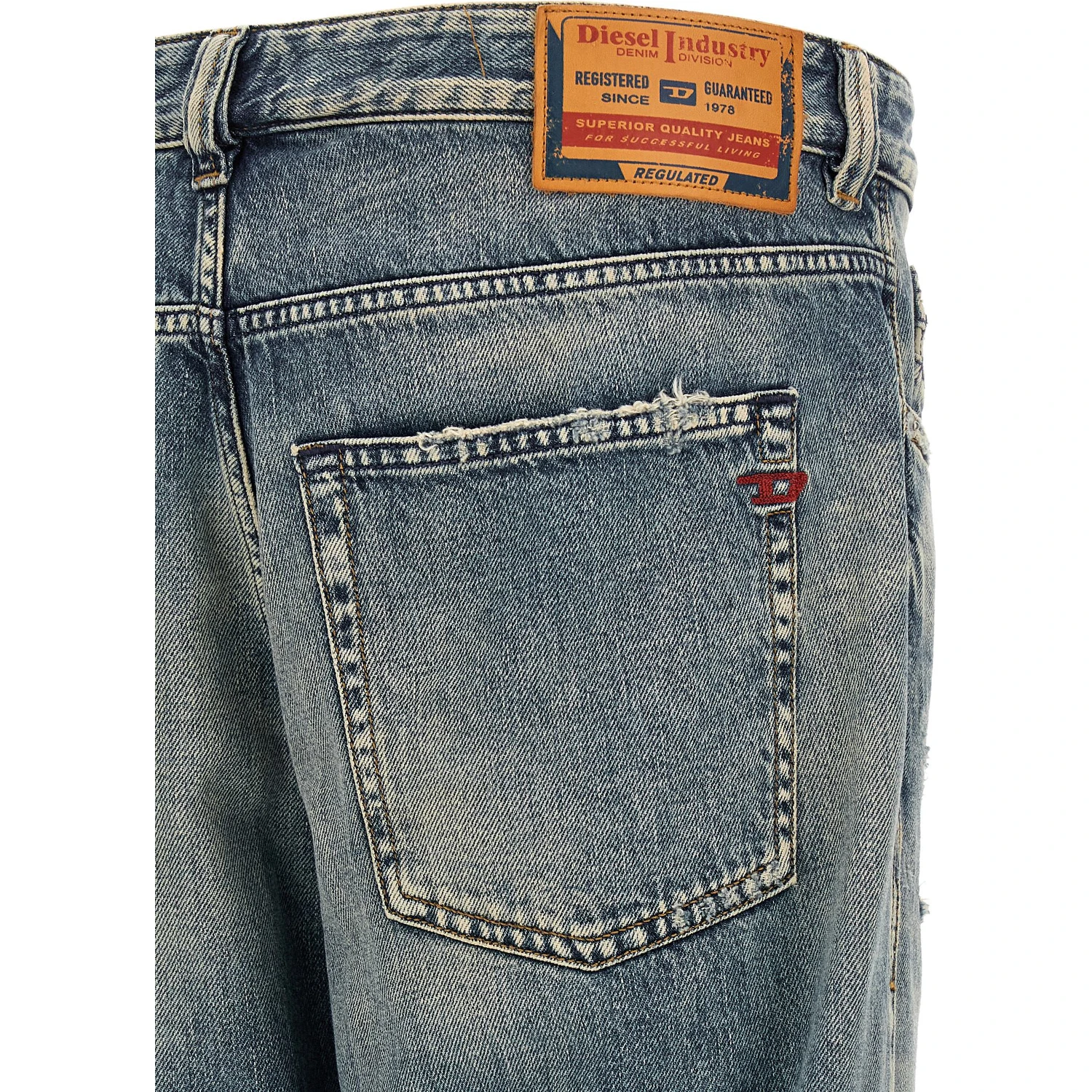 Blue Cotton Tapered Jeans